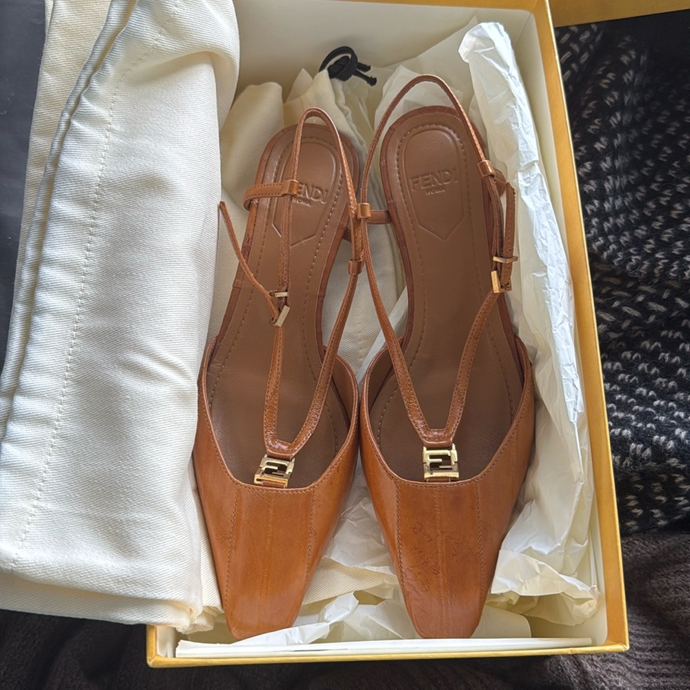 Brand New Fendi Ffold sling back pumps size 35